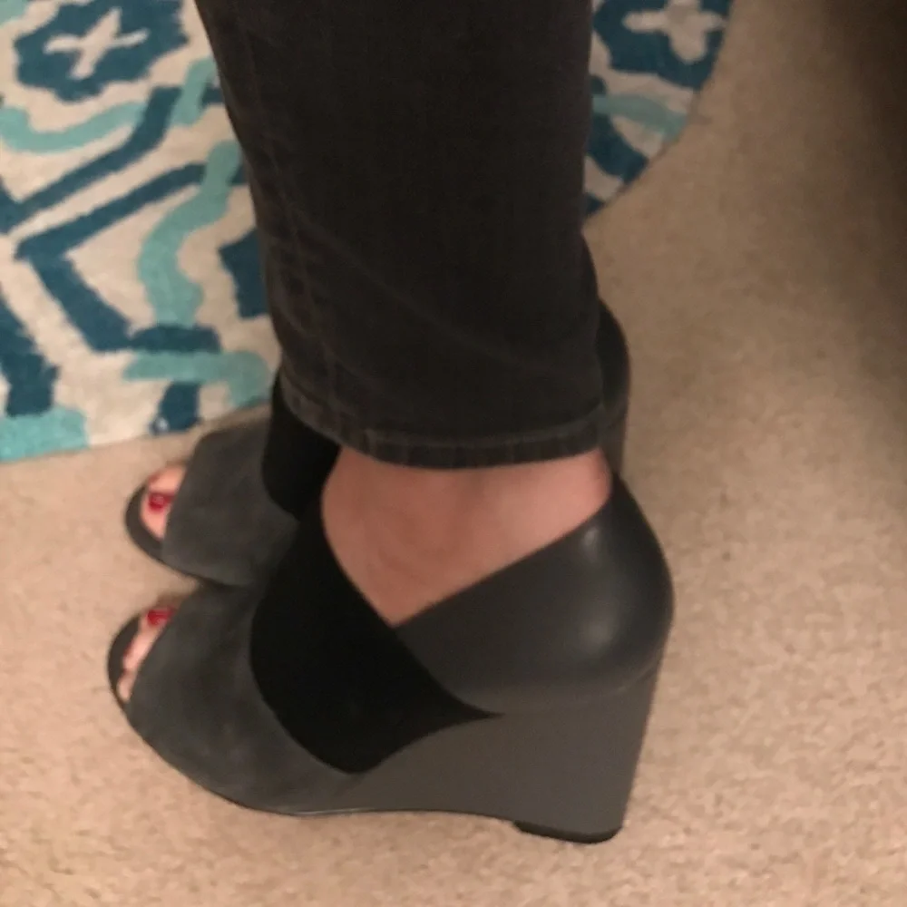 Karl lagerfeld Paris Black open toe wedge